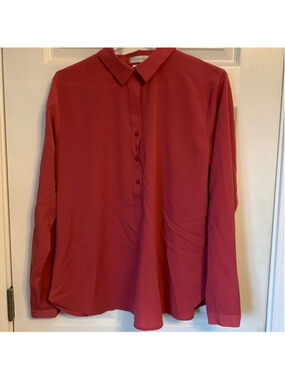 Van Heusen button down long sleeve blouse pink Large